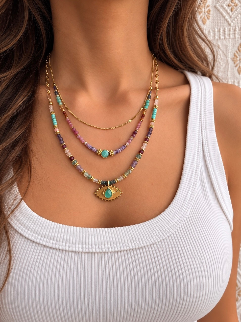 Collar con 🧿 de Crisoprasa