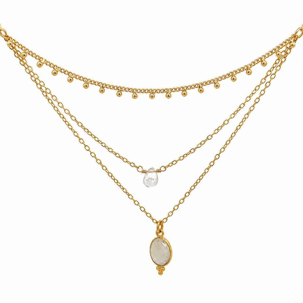Collar Triple de piedra Luna
