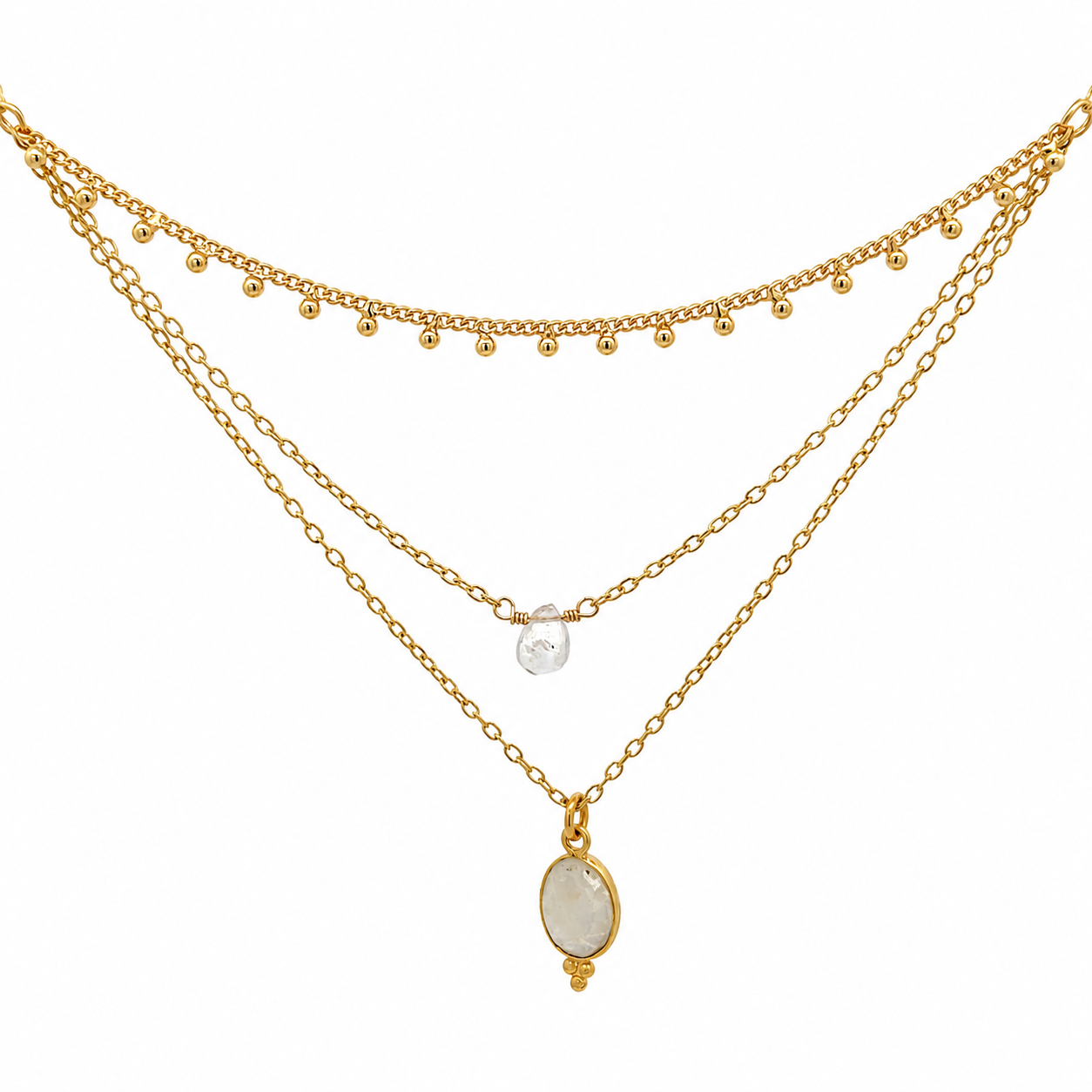 Collar Triple de piedra Luna