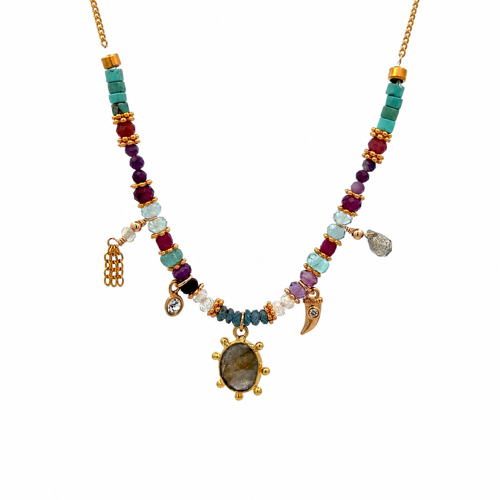 Collar Versatility con dije oval de Labradorita