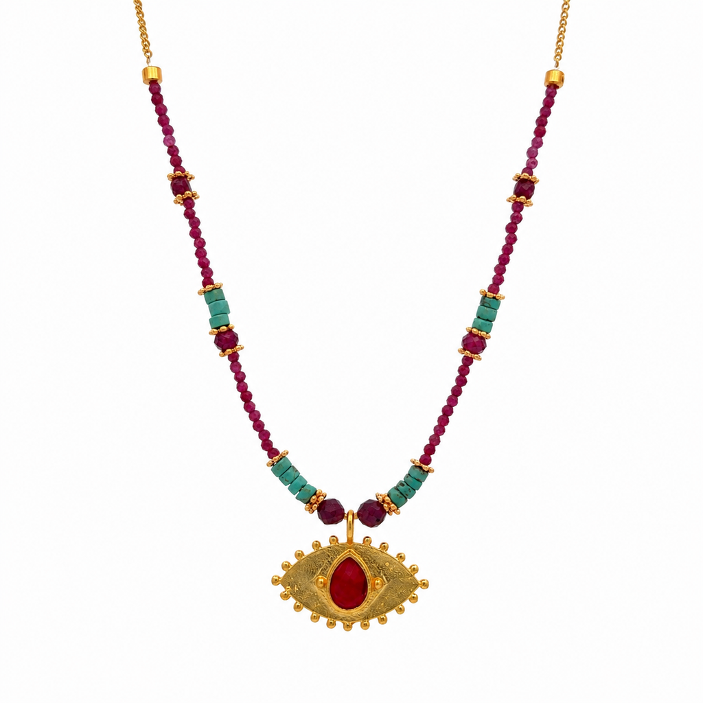Collar Versatility con 🧿 de Rubí y turquesa