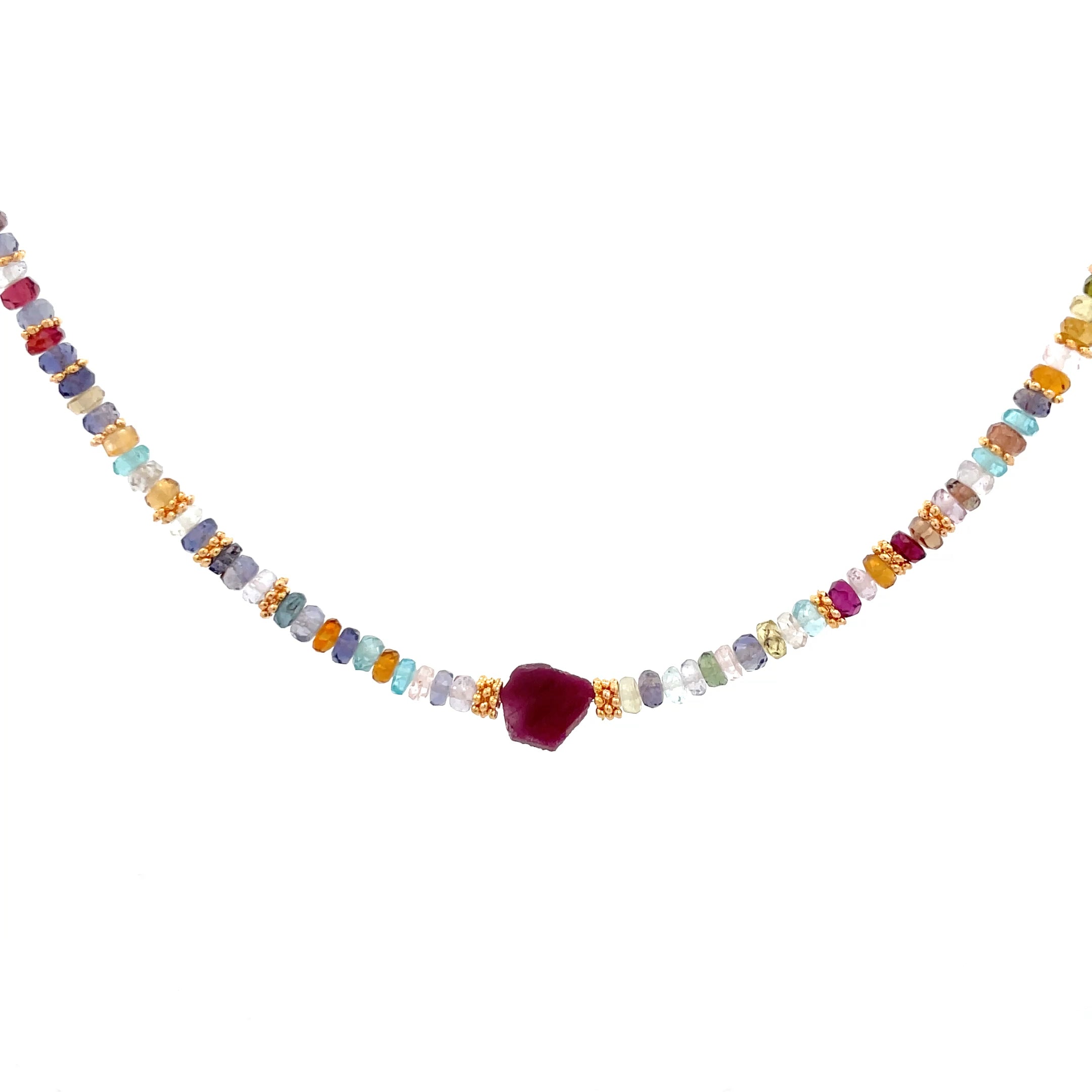 Collar Decretos y afirmaciones de Rubí con multipiedras facetadas