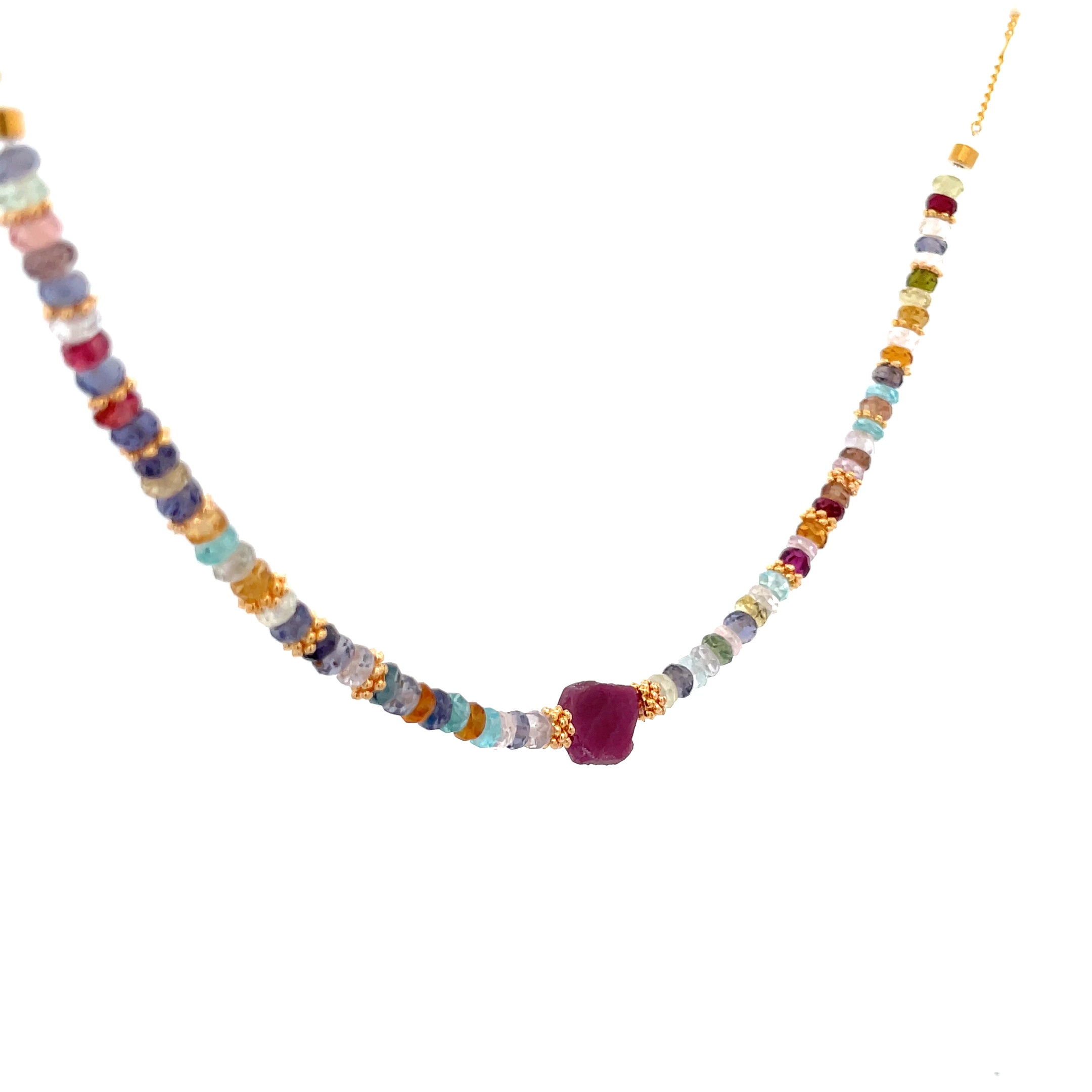 Collar Decretos y afirmaciones de Rubí con multipiedras facetadas