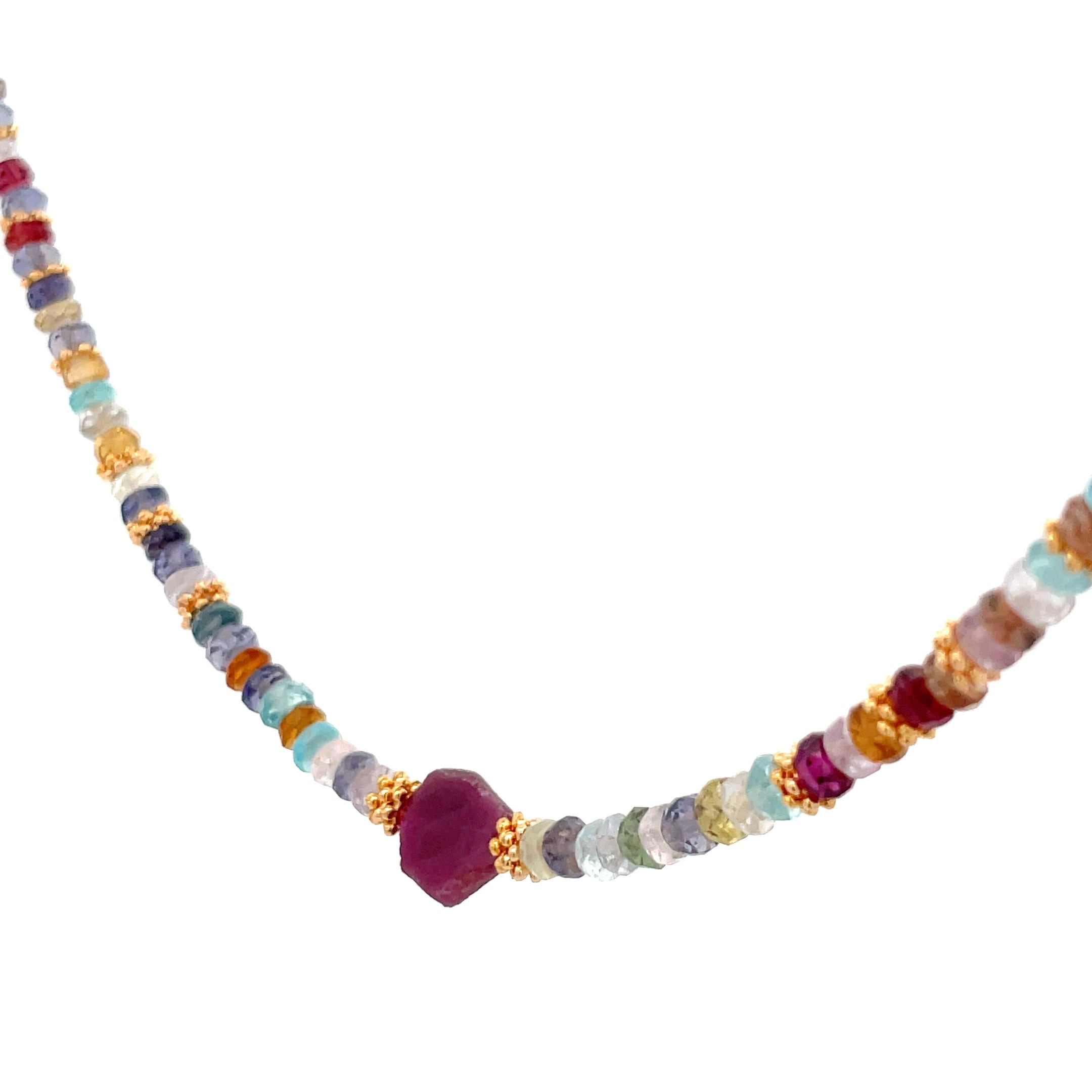 Collar Decretos y afirmaciones de Rubí con multipiedras facetadas