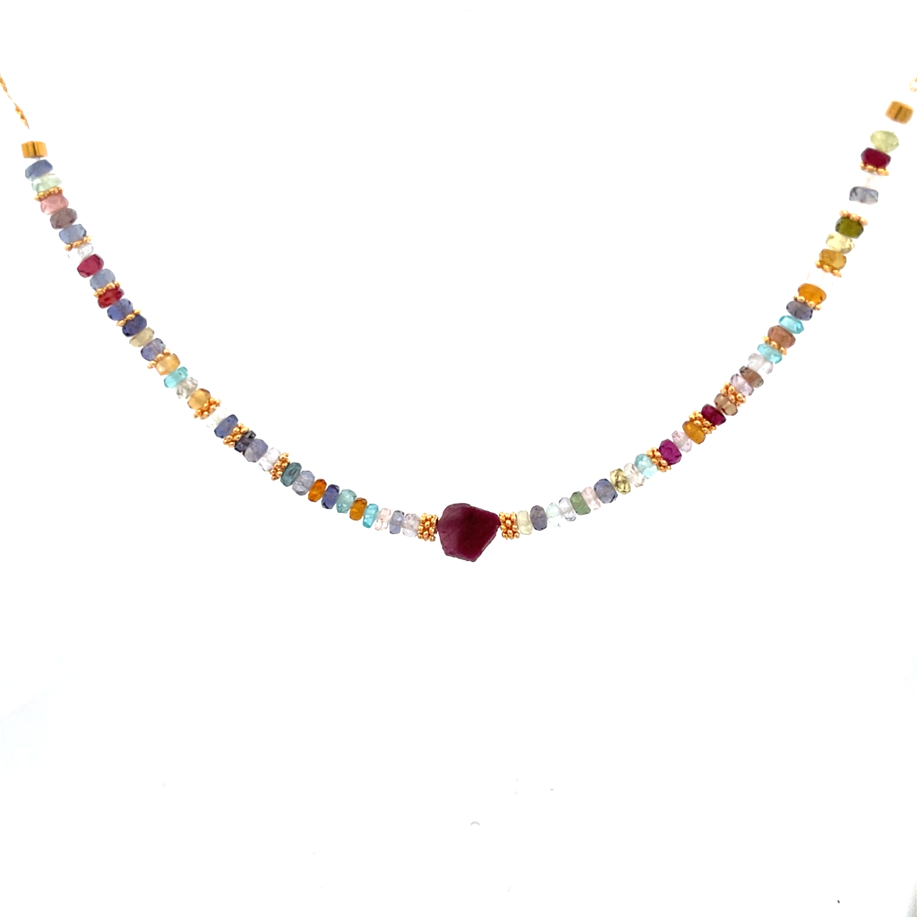 Collar Decretos y afirmaciones de Rubí con multipiedras facetadas