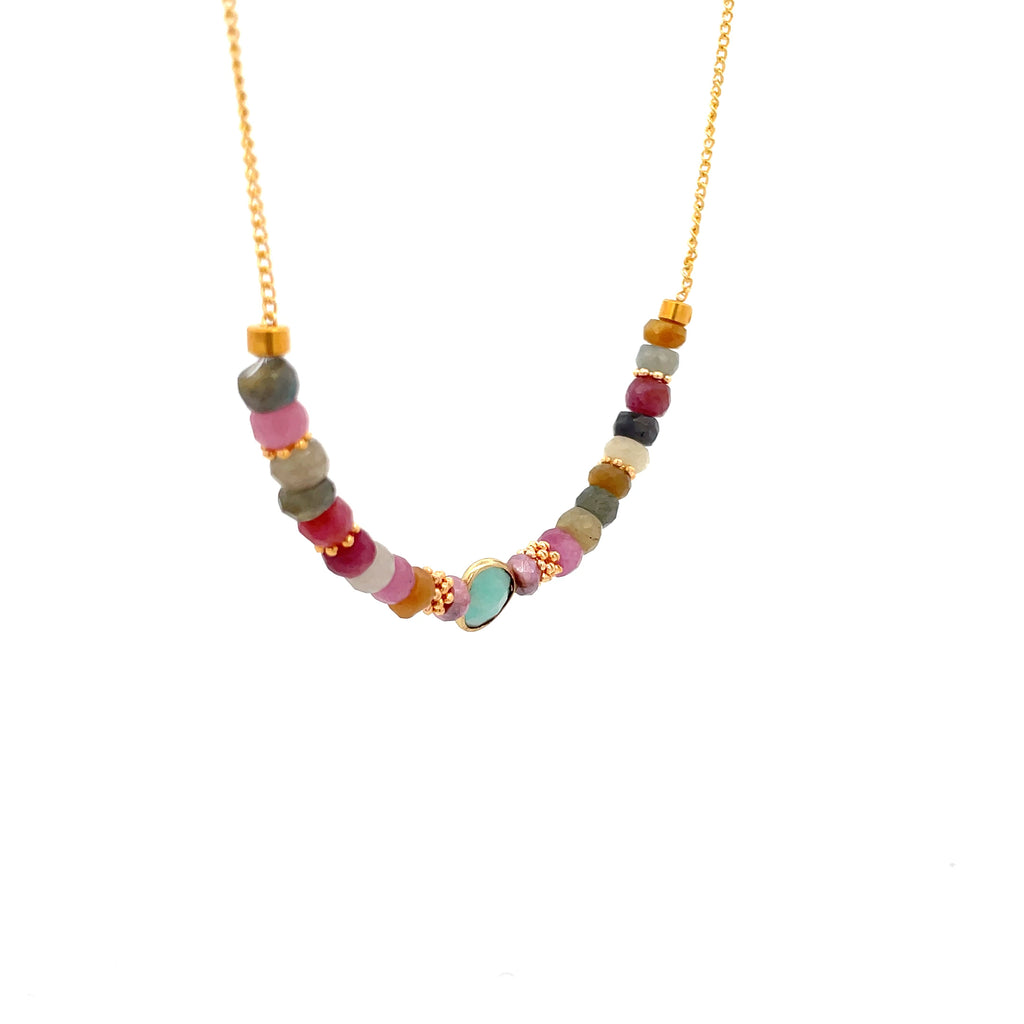 Collar yo soy amor con zafiros multicolor