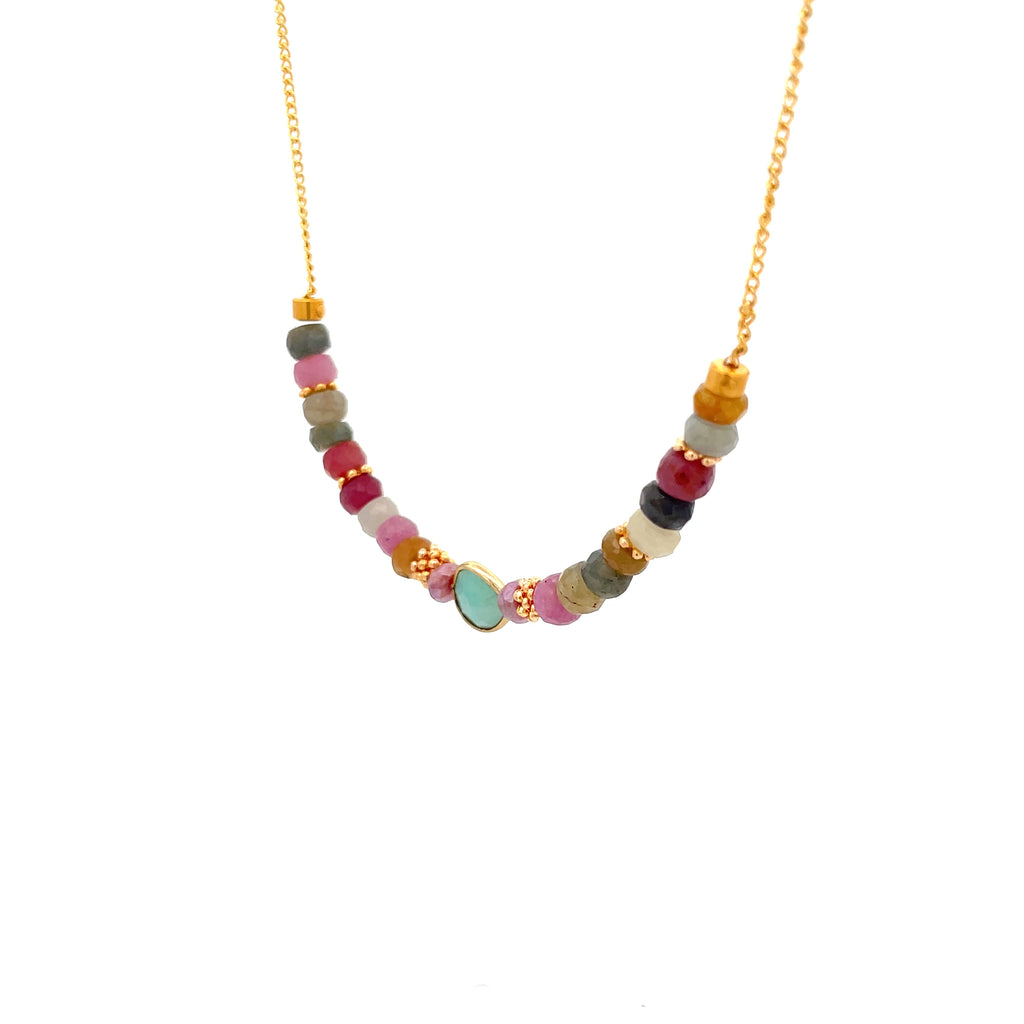 Collar yo soy amor con zafiros multicolor