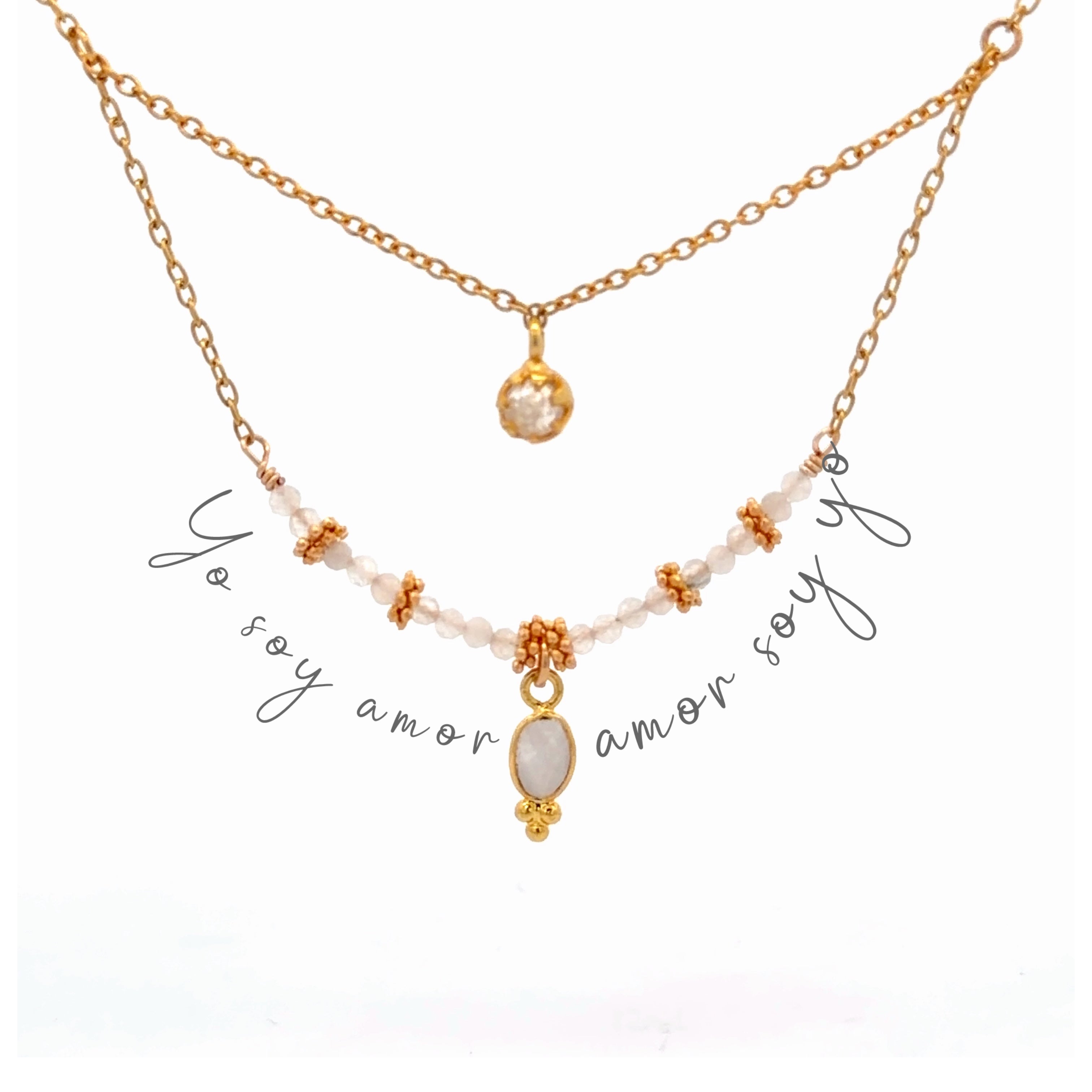 Collar yo soy amor doble de piedra luna