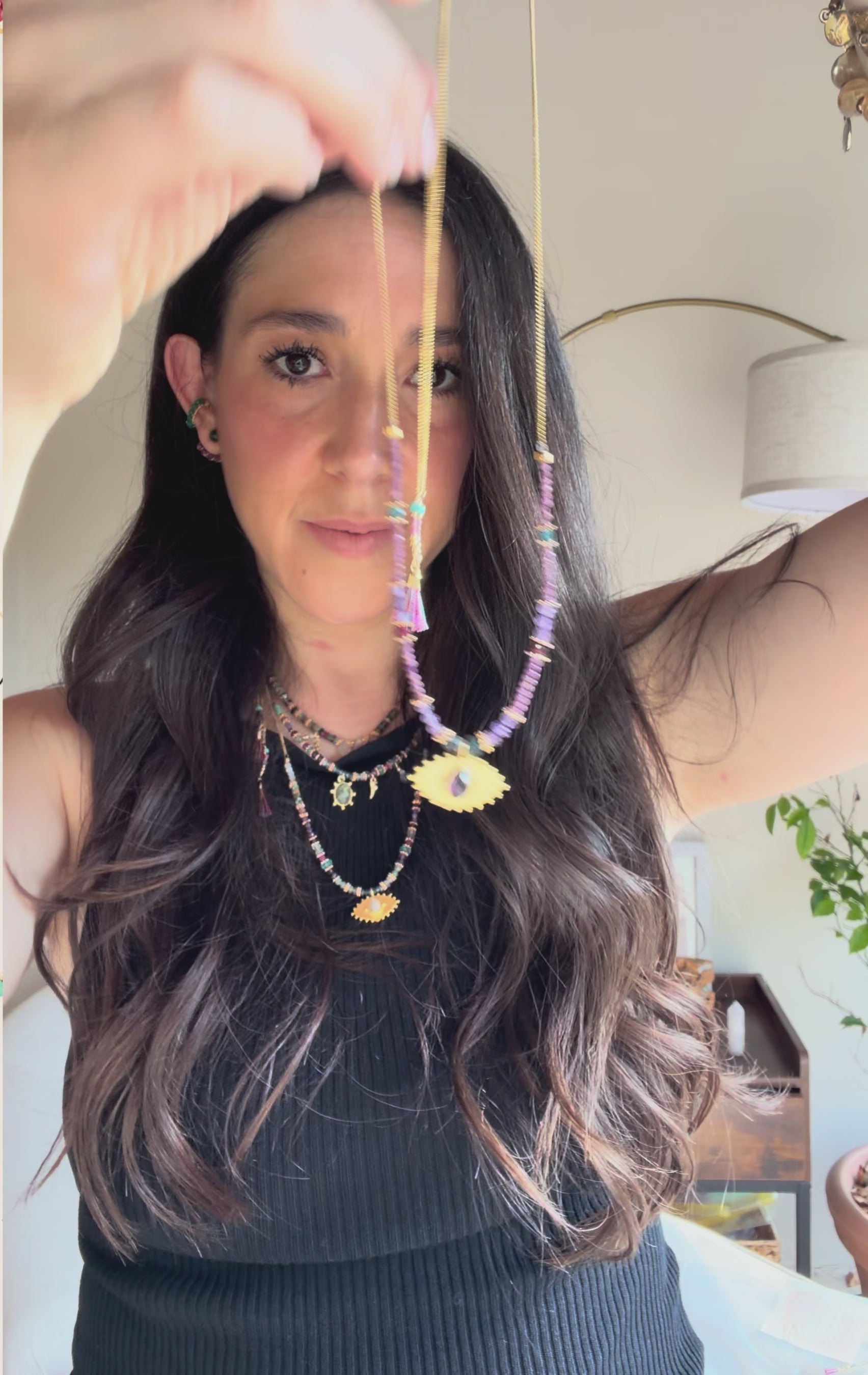 Collar Versatility con 🧿 de Crisoprasa rubi y turquesa