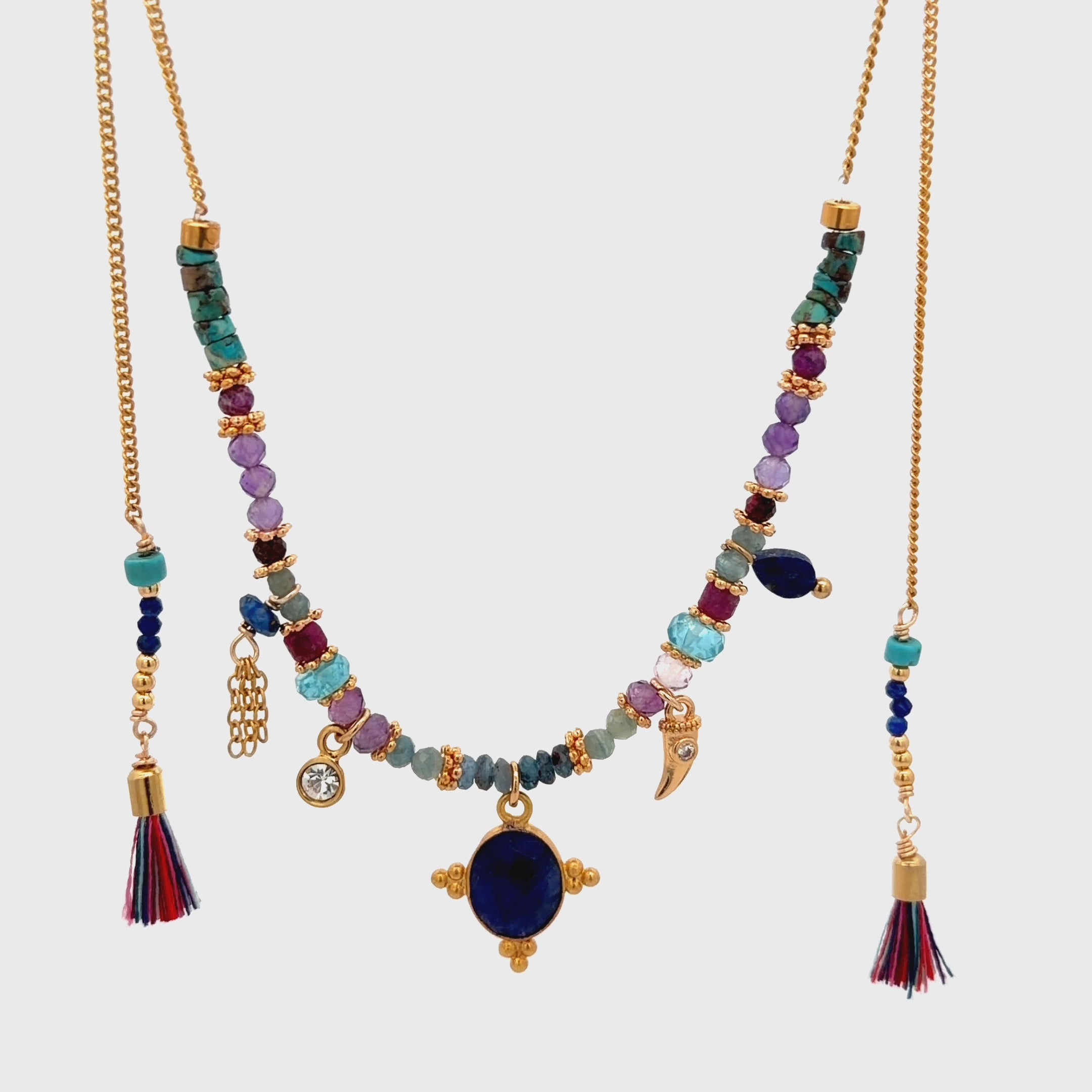 Collar Versatility con dije oval de lapislázuli