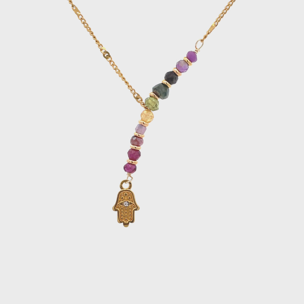 Collar Hamsa arcoíris