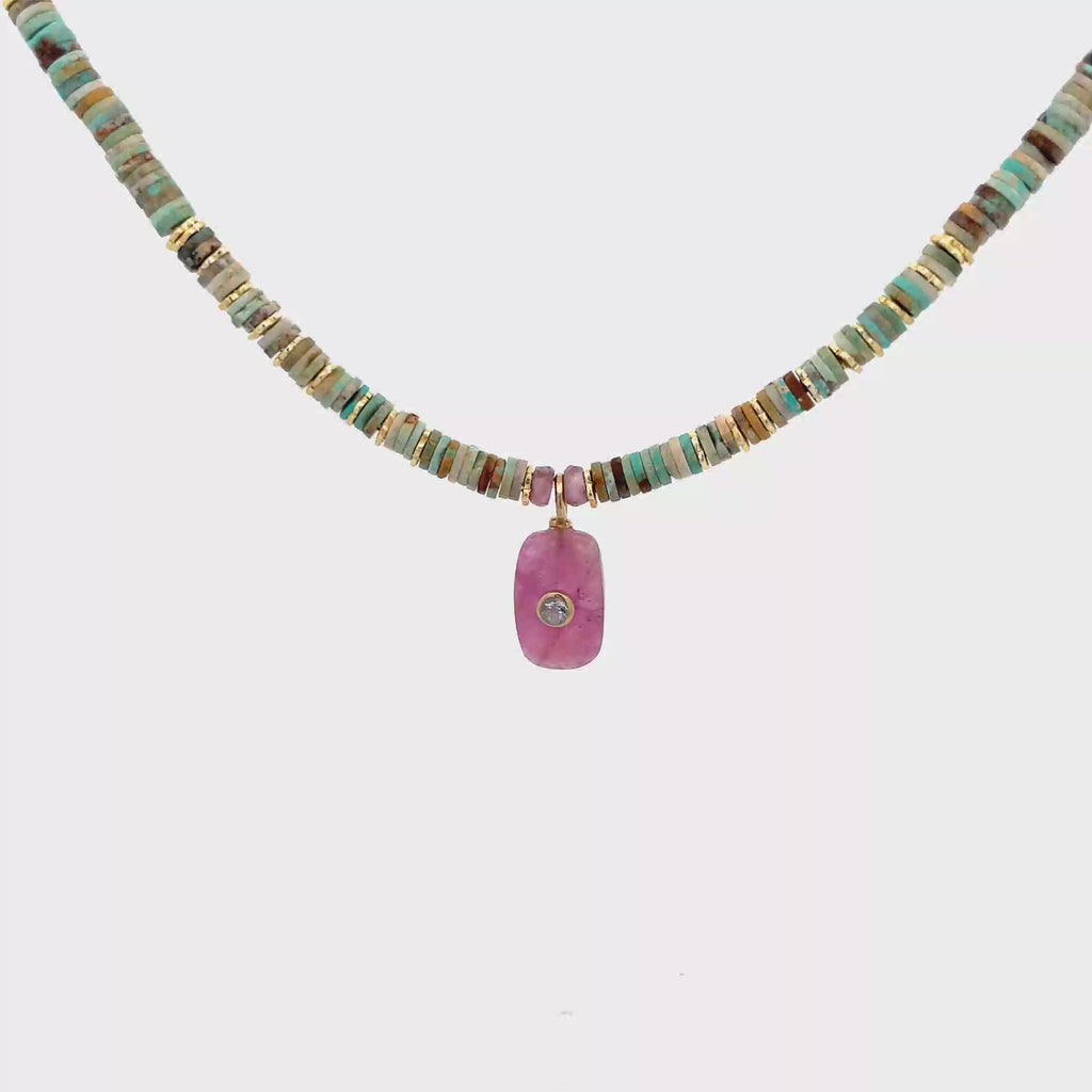 Decretos y afirmaciones turquesas con dije de Rubí