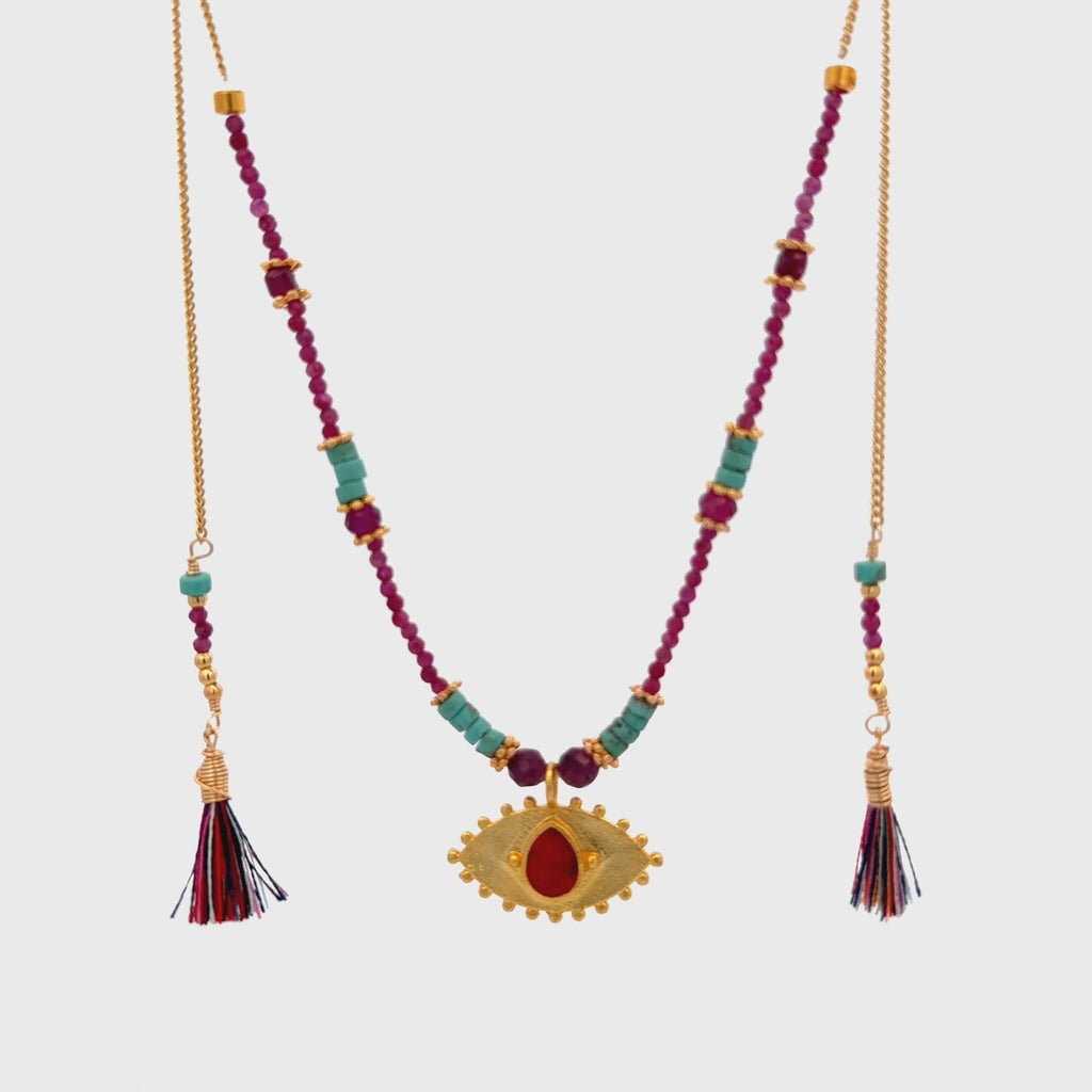 Collar Versatility con 🧿 de Rubí y turquesa
