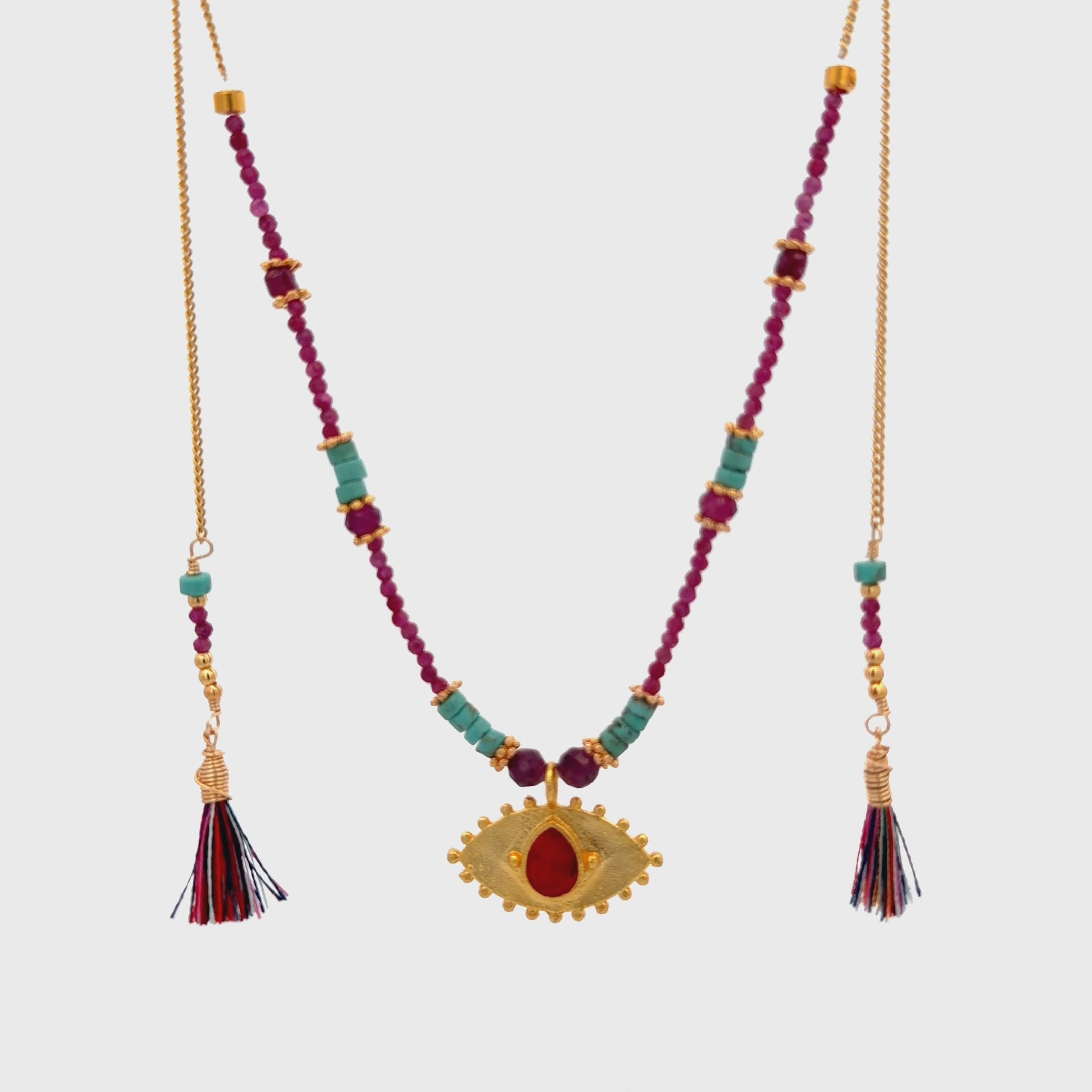 Collar Versatility con 🧿 de Rubí y turquesa