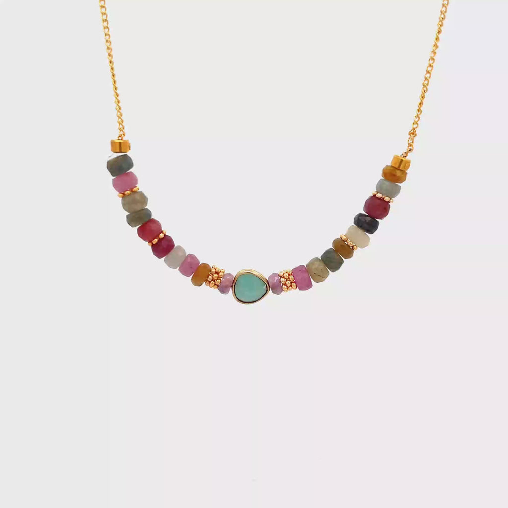 Collar yo soy amor con zafiros multicolor