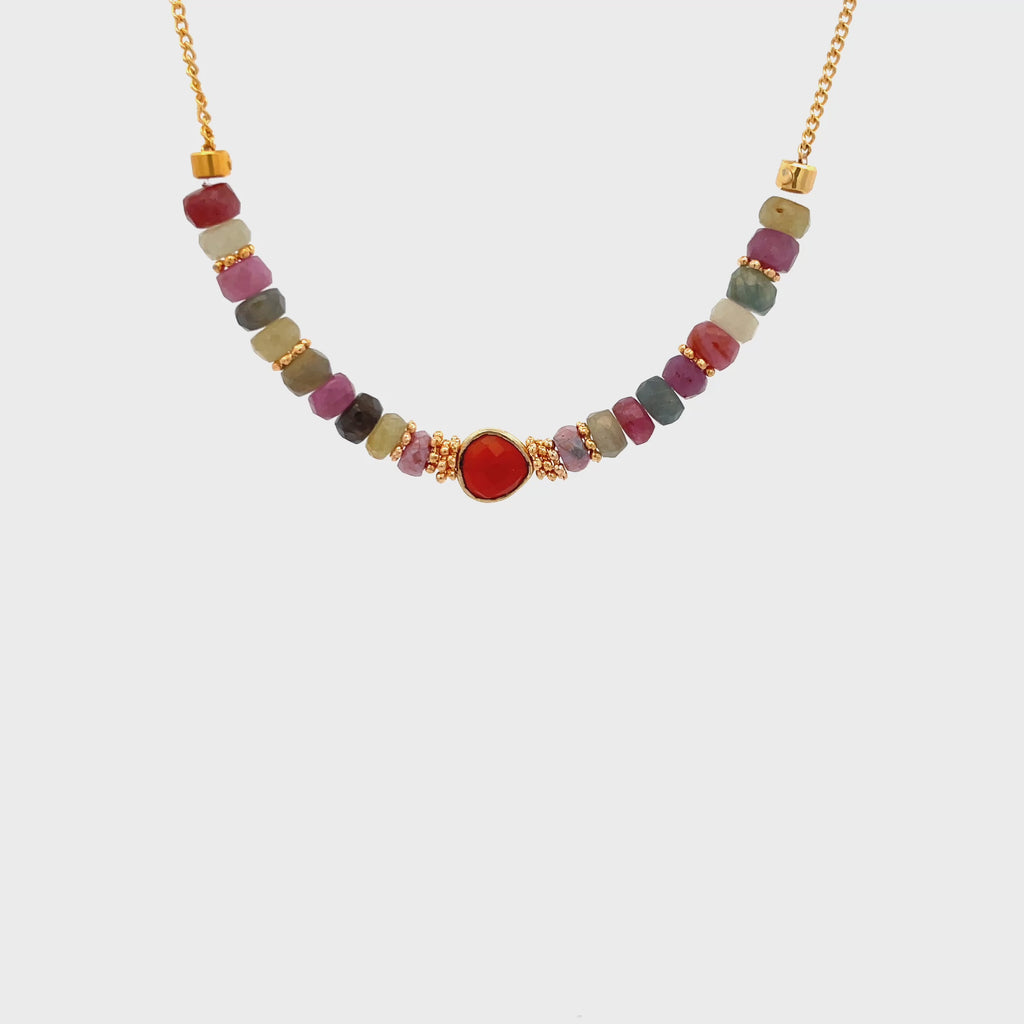 Collar yo soy amor con zafiros multicolor