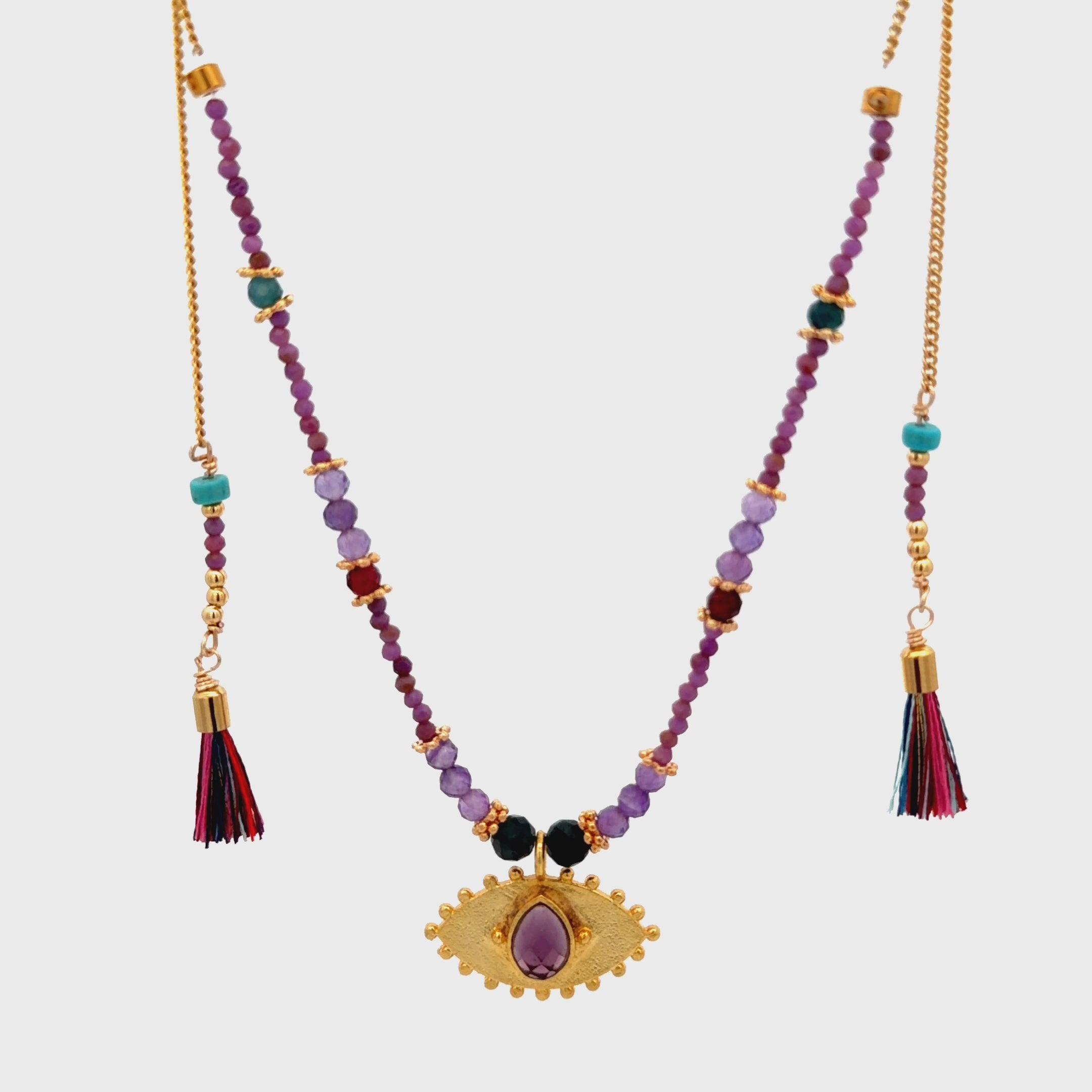 Collar Versatility con 🧿 de Amatista y Fosfosiderita