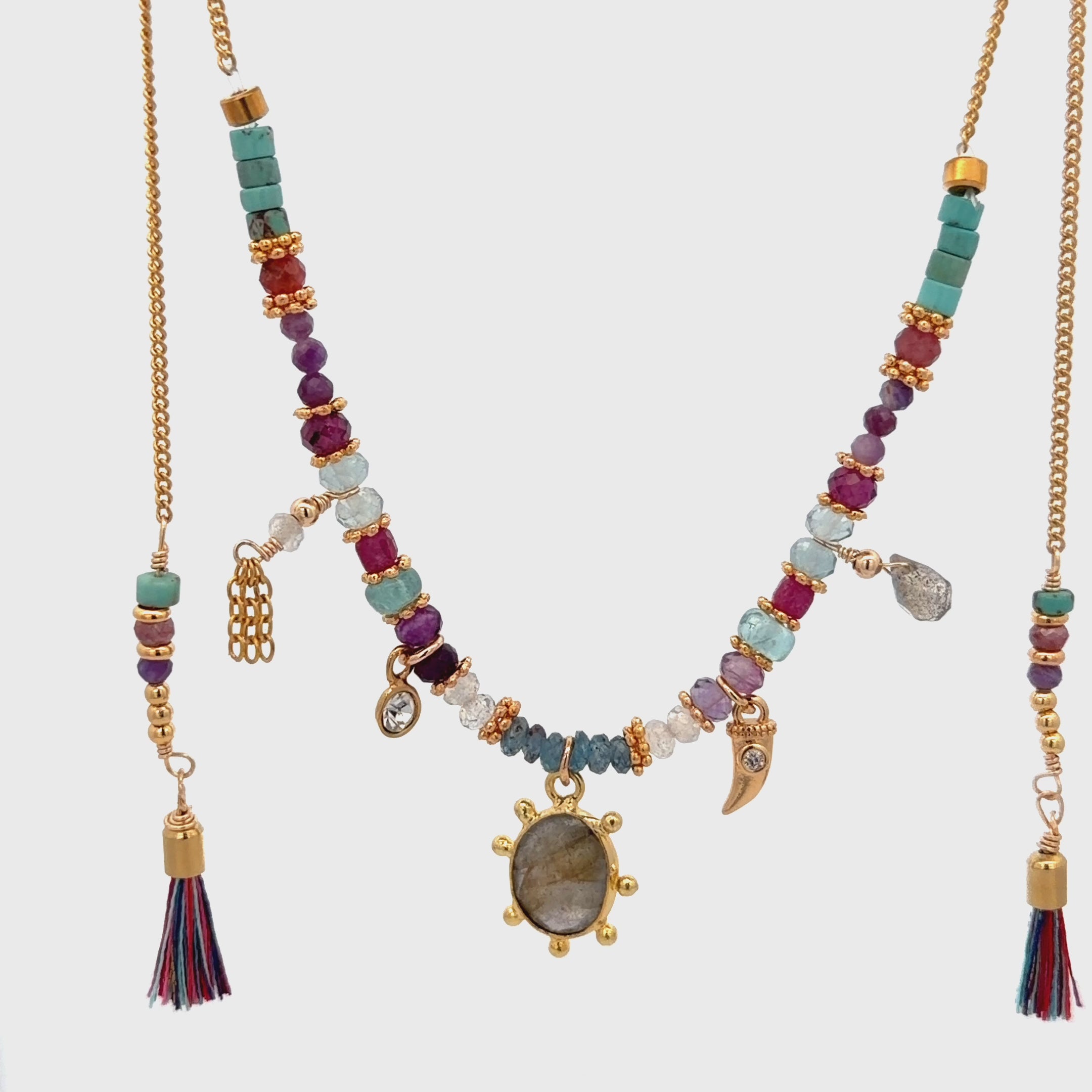 Collar Versatility con dije oval de Labradorita