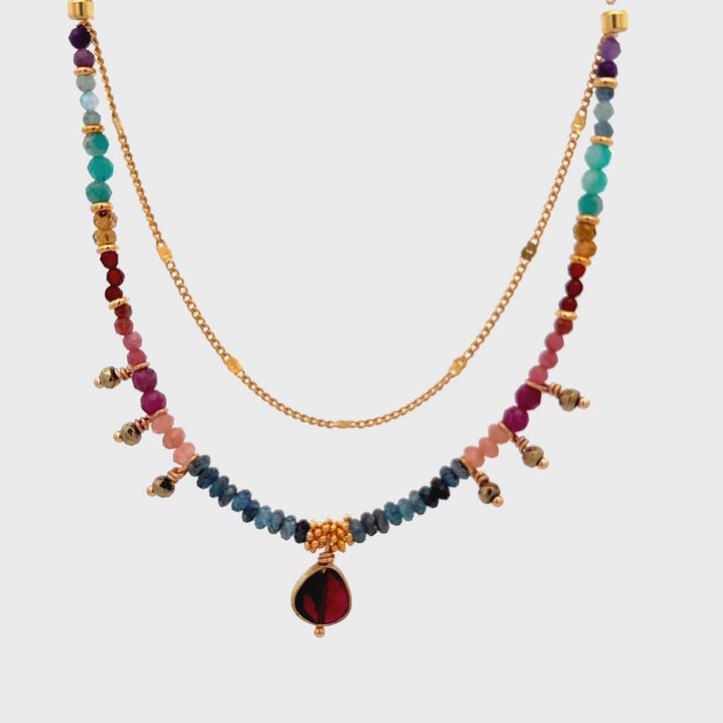 Collar Decretos y afirmaciones multipiedras con granate al centro