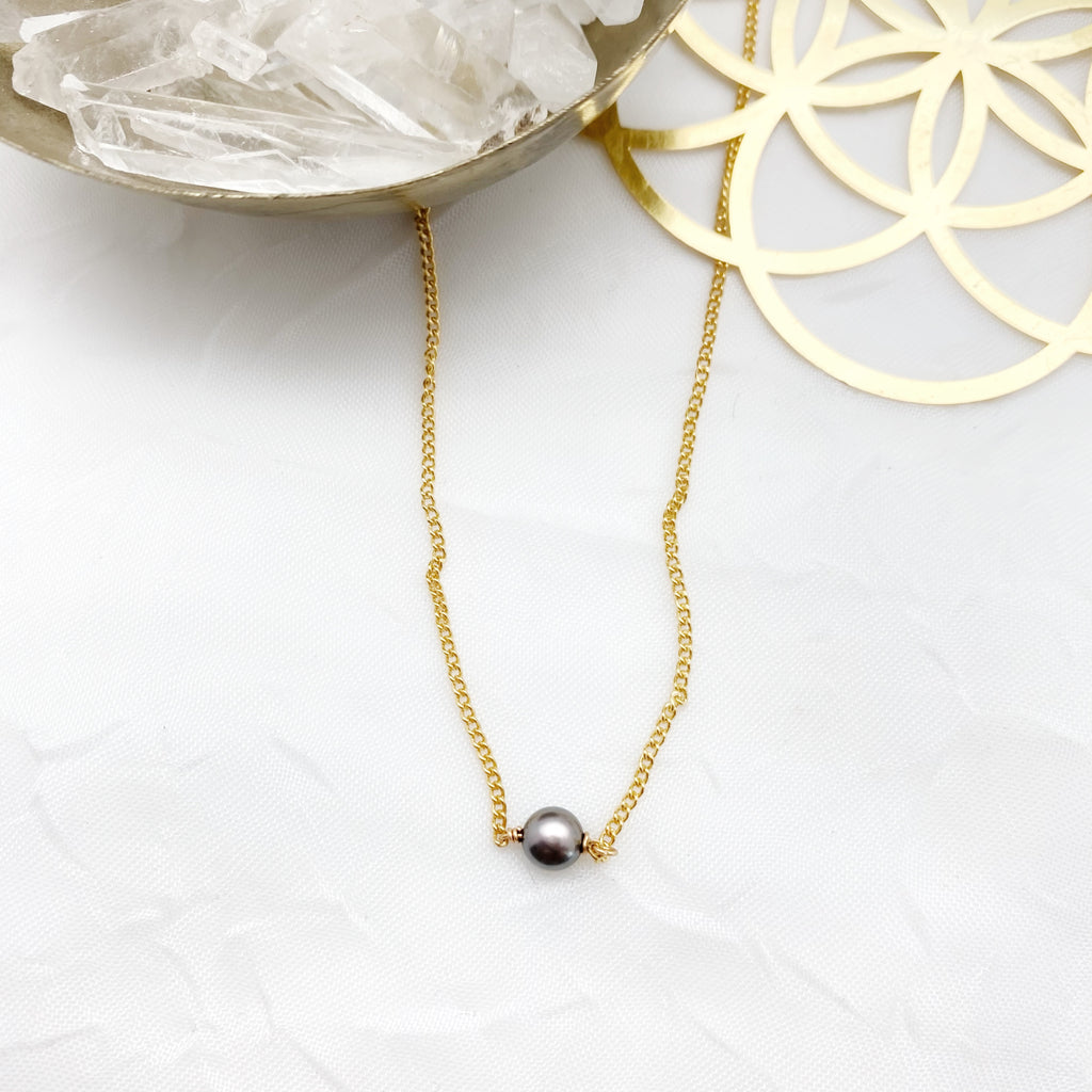 Collar Mini Perla Gris